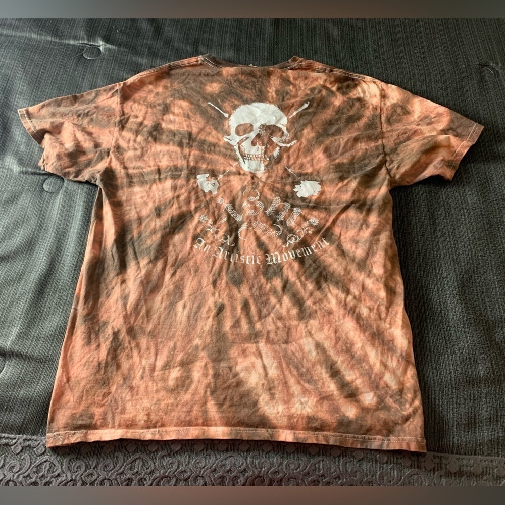 Vintage Fruit of the Loom Tie Dye Skull An Artistic Movement T-Shirt Tee Top L - Picture 5 of 10